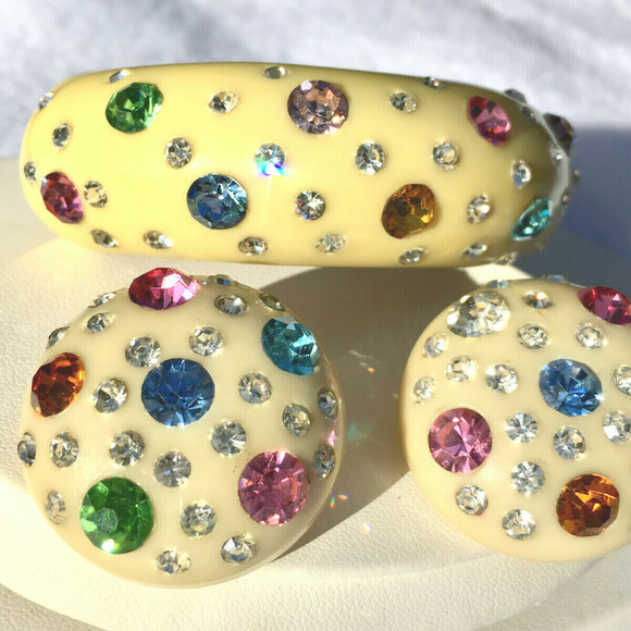 SOLD Weiss rhinestone clamper bracelet earrings - Picture 4 of 8